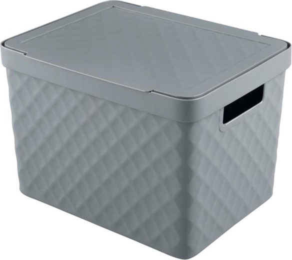 Plastikopbevaringskurv med låg HEIDRUN Diamond 36 × 27 × 23 cm