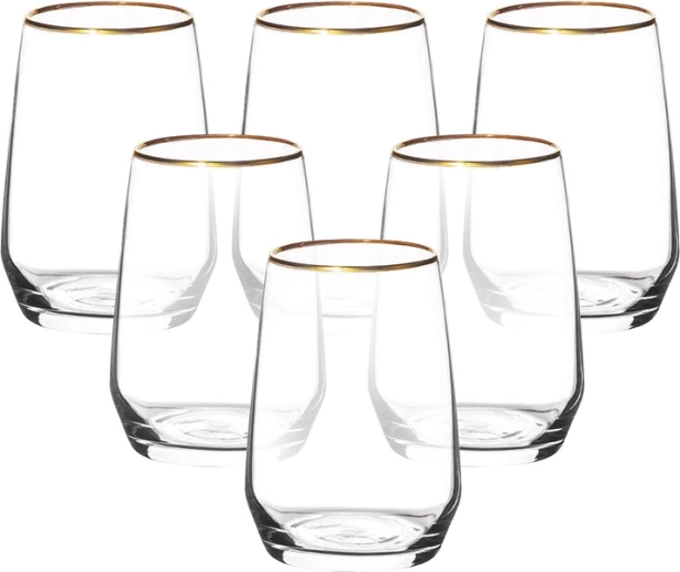 RUBIN GOLD sæt glas med guldkant 450 ml, 6 stk.