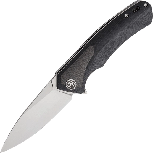 Petrified Fish PUB foldekniv 9,5 cm, satin, sort G10 med kulfiberindlæg