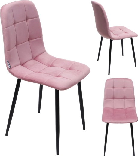 Polstret velourstol til spisestue og stue, rosa