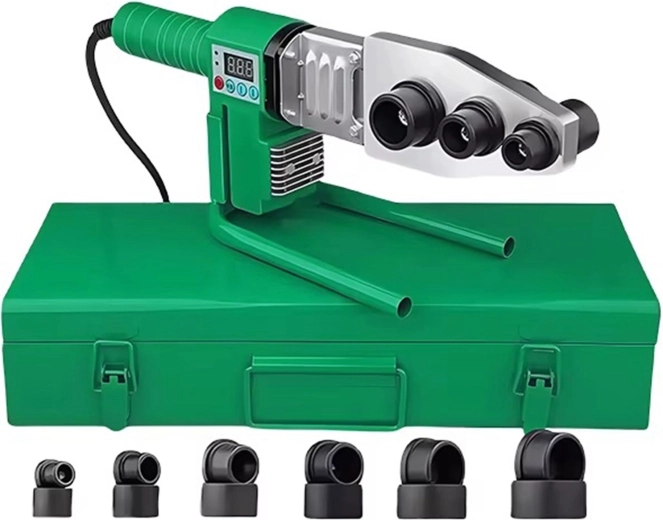 Polyfusionssvejser til plastikrør Renew Force 2800 W med LCD og matricer 16–63 mm