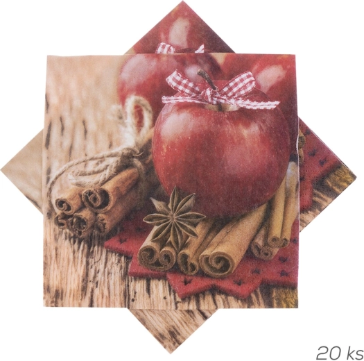 Papirservietter med æblemotiv 33 × 33 cm, 20 stk