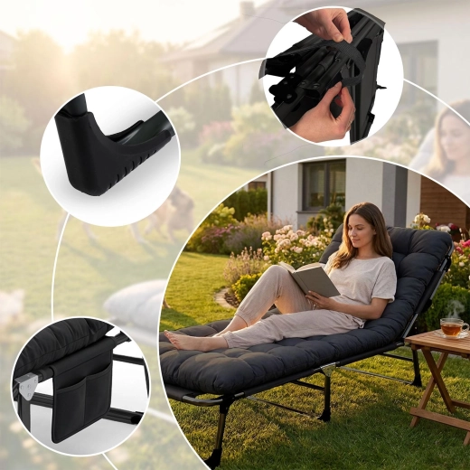 5 ryglænspositioner og nedklappelig fodsektion