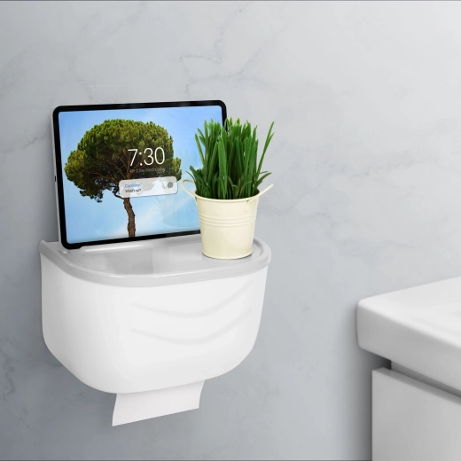 Skab til toiletpapir, hvidt