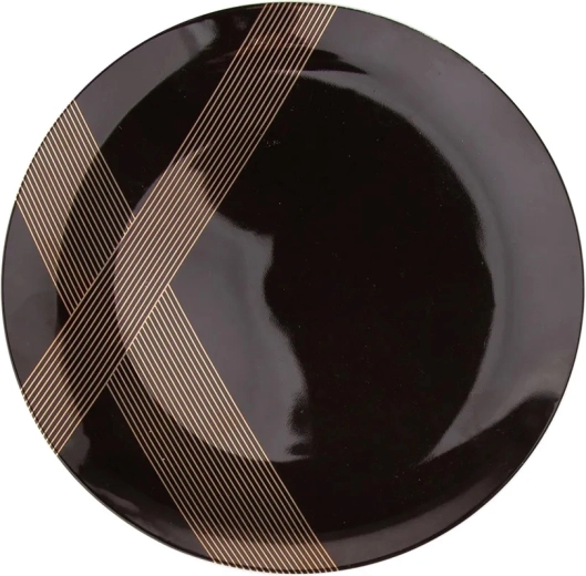 Altom Design desserttallerken Modern Art 20 cm sort med gulddesign