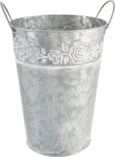Zinkpotte/vase i grå 16 × 12 cm
