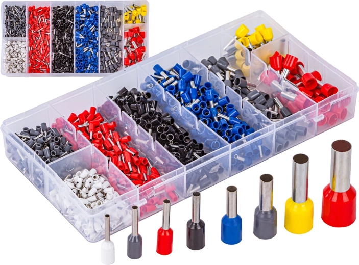 Sæt med ferruler til crimpe i organizer (800 stk.)