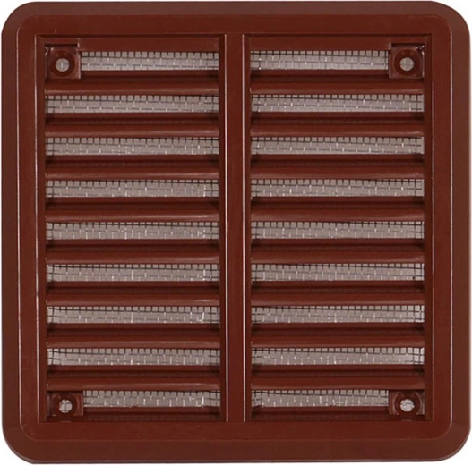 Ventilationsrist med net 100 × 100 mm – Brun