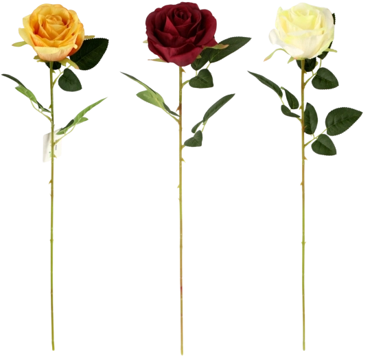 Dekorativ kunstig rosenkvist 63 cm – farvemix