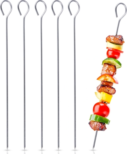 Vilde grillspyd i rustfrit stål til shashlik 40 cm, 6 stk