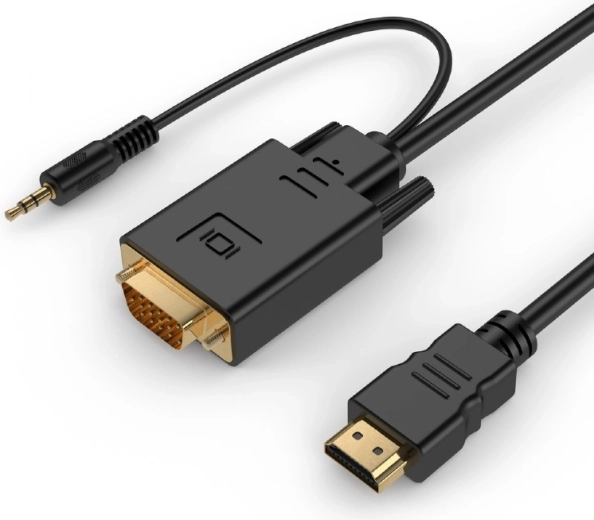 HDMI til VGA konverter med 3,5 mm lyd, 1,8 m, sort