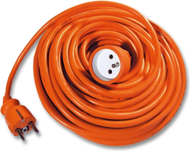 Forlængerledning 25 m, 1 stikdåse, 3×1,5 mm², orange