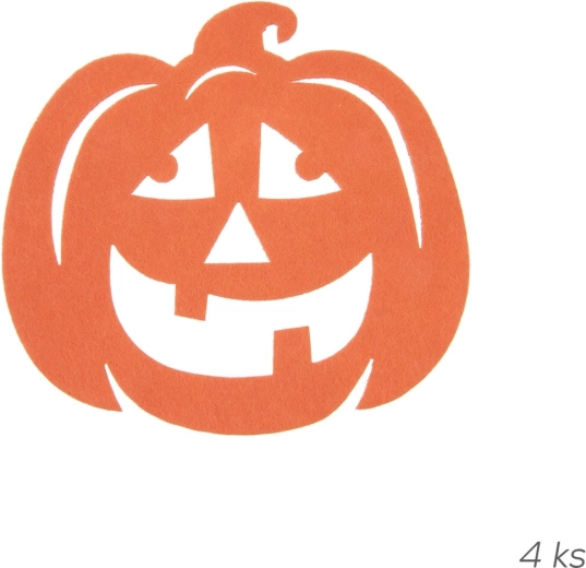 Sæt med 4 bordskånere med halloweenmotiv af græskar