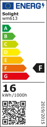 Energiklasse F og forbrug 16 kWh/1000 h