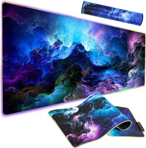 Baggrundsbelyst gaming musemåtte LED RGB XXL 90x40 cm