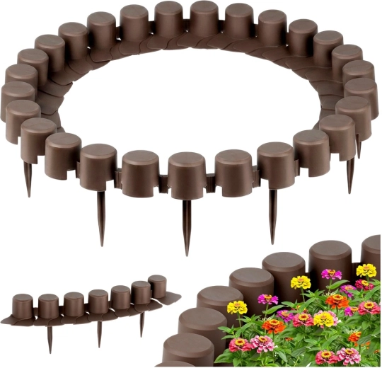 Brun havepalisade 220 cm, sæt med 4 stk.