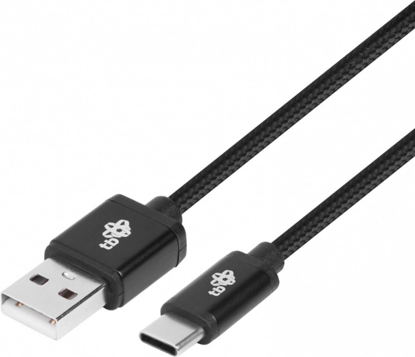 USB-kabel USB-C 3 m sort flettet