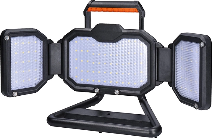 Solight bærbar genopladelig LED-reflektor 50 W 5000 lm orange-sort