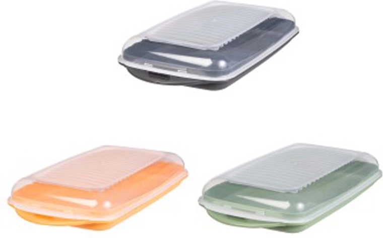 Mini plastbeholder til mad med gennemsigtigt låg