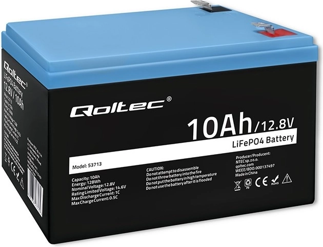 LiFePO4-akkumulator 12,8 V 10 Ah med BMS