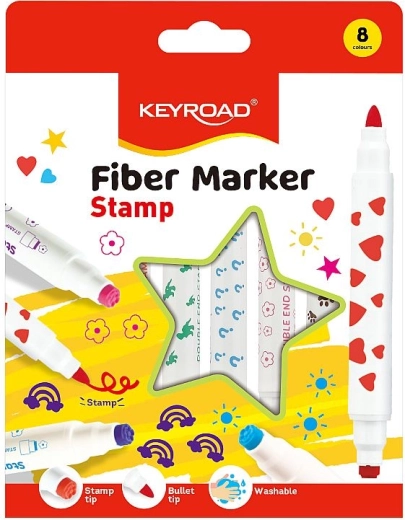 Keyroad duo tuscher med stempel, sæt med 8 stk.