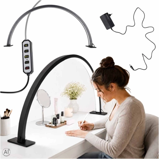 LED kosmetisk skyggefri bordlampe til manicure – bue, sort