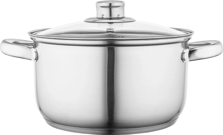 Rustfri gryde Fabio 20 cm, 3,6 l med glaslåg