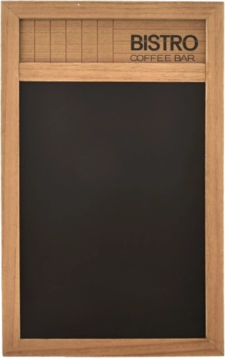 Væghængt bistrotavle med brun træramme 34 × 55 cm