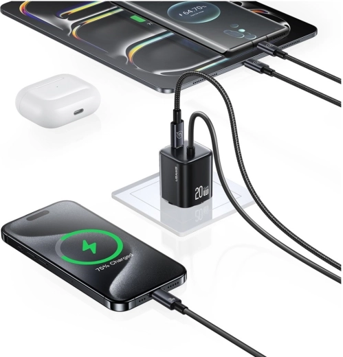 Oplad to enheder samtidigt (2× USB‑C)