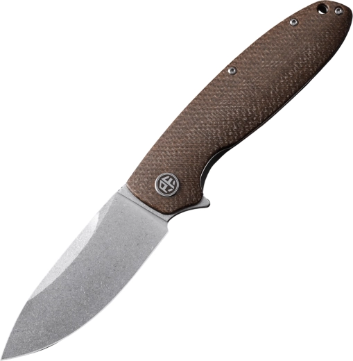 Petrified Fish Terra foldekniv 8 cm, stonewash, brun Micarta