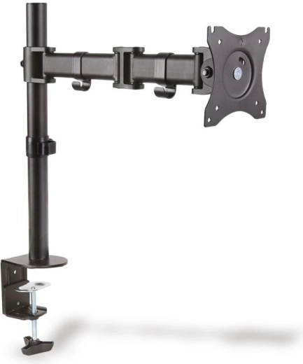 Skrivebordsbeslag til monitor med arm og klemme, 1x op til 27", 8 kg, drejelig og vippbar 360° (pivot)