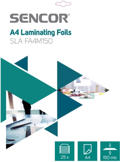 Sencor lamineringslommer A4, 150 mikroner, 25 stk.