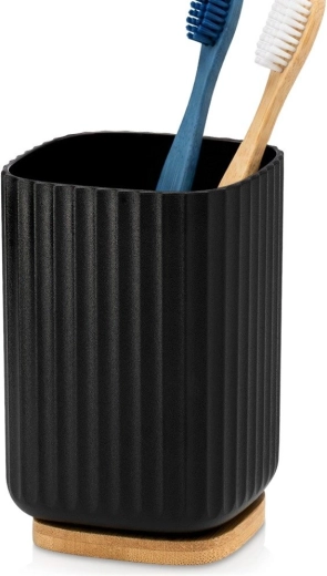 Vilde badeværelseskrus til tandbørster sort 7,5 x 11 cm - 1 stk.