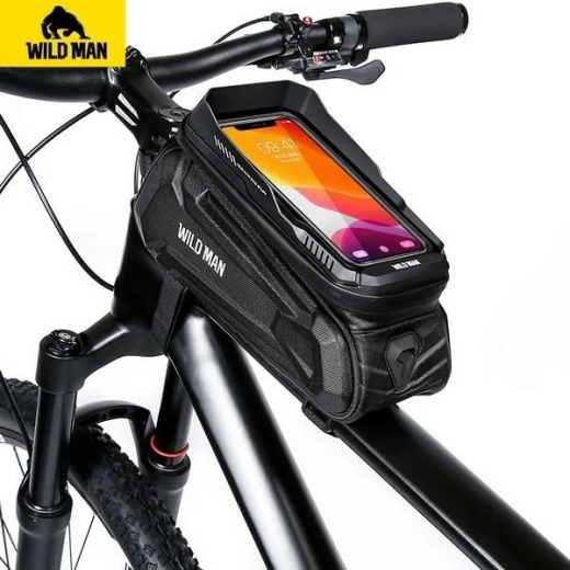 WildMan XT5 stel-/rammetaske til cykel med telefonholder, sort