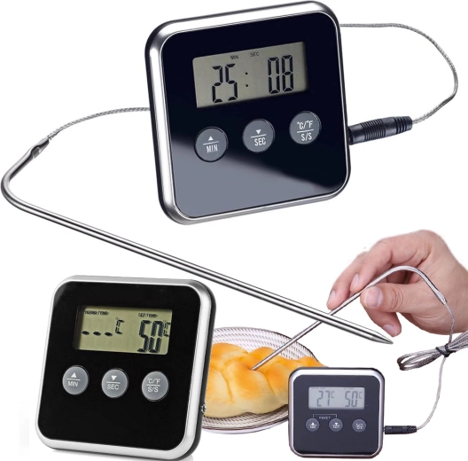 Digitalt køkkentermometer med termosonde og timer