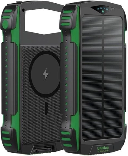 Solcelledrevet powerbank 4smarts TitanPack UltiMag 20000 mAh, robust, grøn