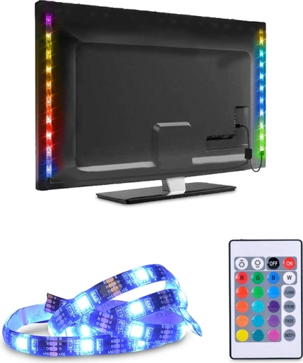 Solight LED RGB-bånd til TV og PC 2 × 50 cm USB med afbryder og fjernbetjening