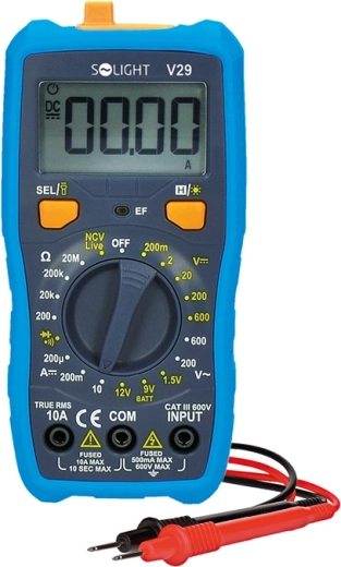 Solight digitalt multimeter True RMS med NCV, 600 V / 10 A
