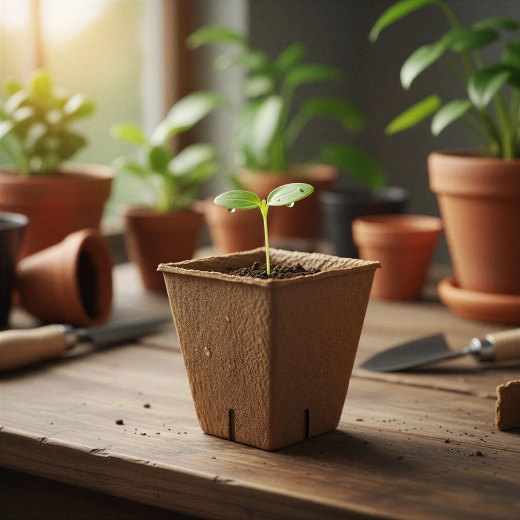 Papirbaserede tørvepotter til planter 6 × 6 cm, firkantede – 12 stk.