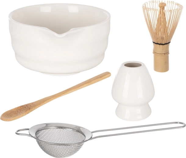 Sæt til tilberedning af matcha-te i porcelæn og bambus