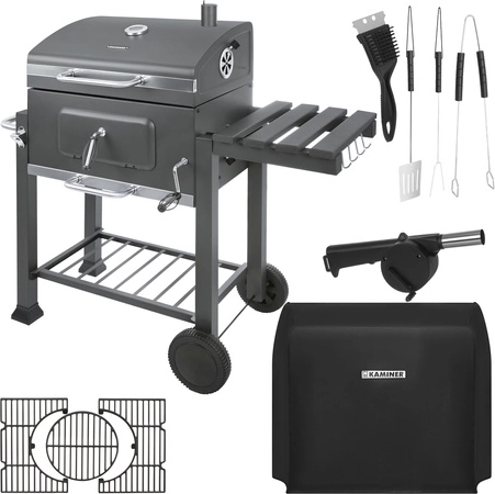 Højdejusterbart ildsted og rustfri kulbakke