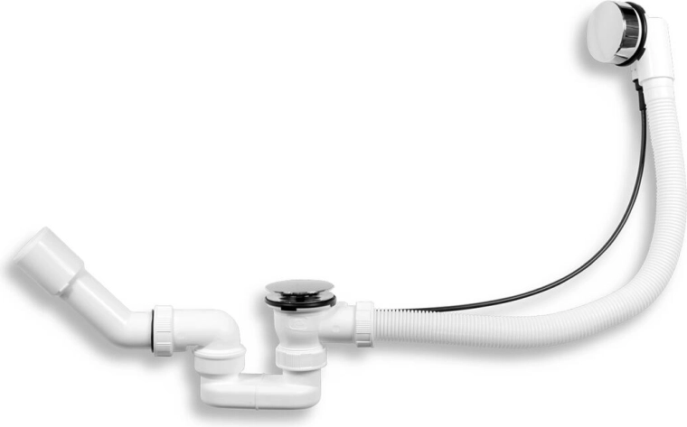 Automatisk badekarsafløb med vandlås, krom