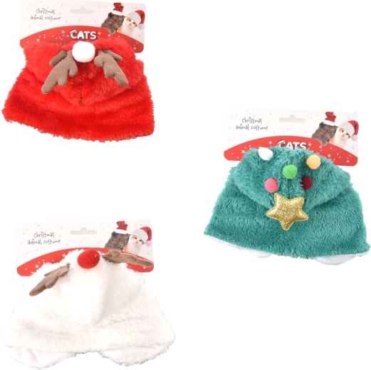 Julekostume til kat i polyester (mix af 3 designs)