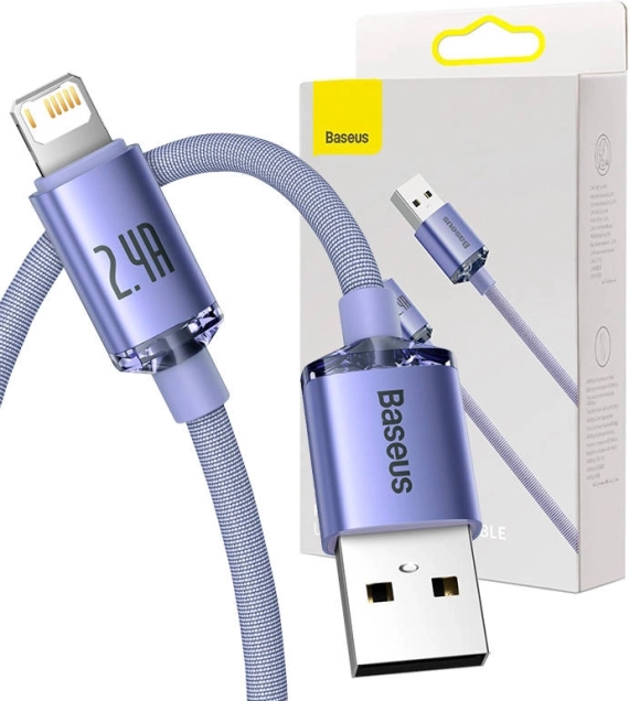 Baseus Crystal Shine USB til Lightning kabel 2,4 A 1,2 m – Lilla