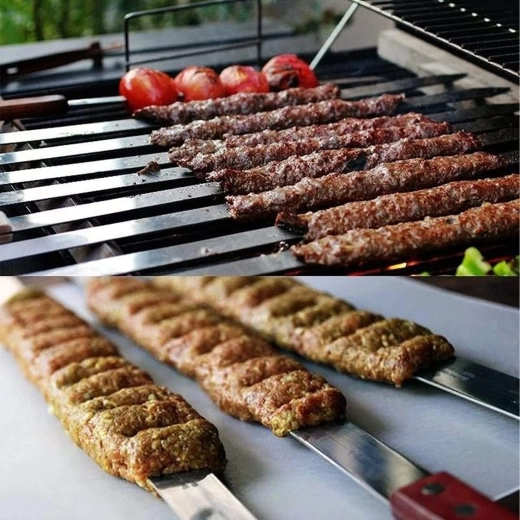 Metalliske grillspyd, flade spyd i rustfrit stål, 4 stk., 50 cm