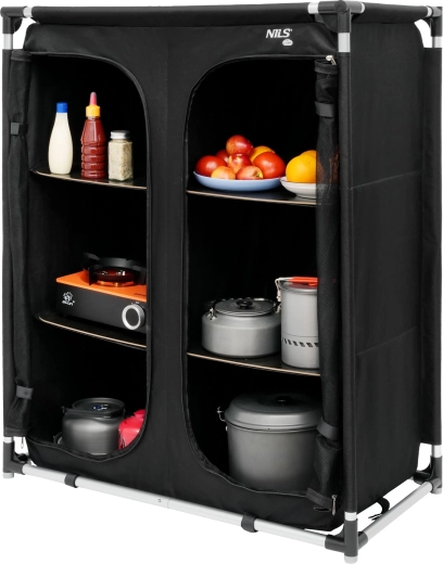 Tre niveauer af opbevaringsplads med faste hylder