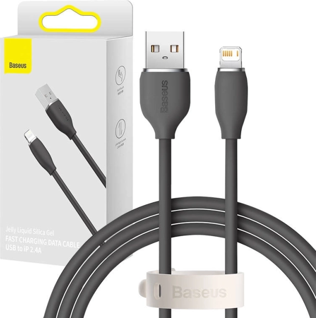 Baseus Jelly silikonekabel USB – Lightning 2,4 A, 1,2 m, sort