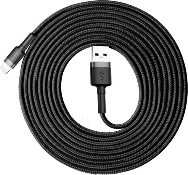 Baseus Cafule USB–Lightning-kabel 3 m, 2 A, sort/grå