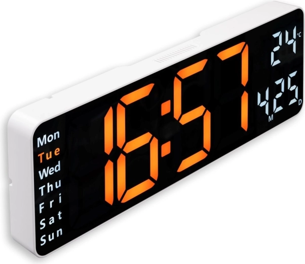 Stort LED-display: tid, dag og temperatur
