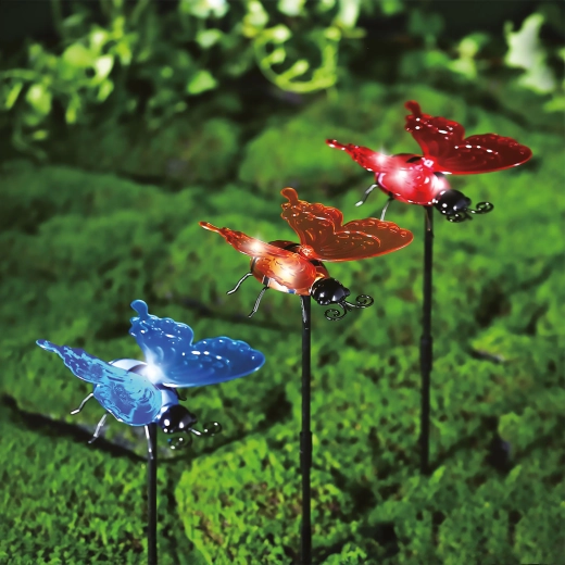 Solar-LED-lampe i form af en sommerfugl til haven - 1 stk.